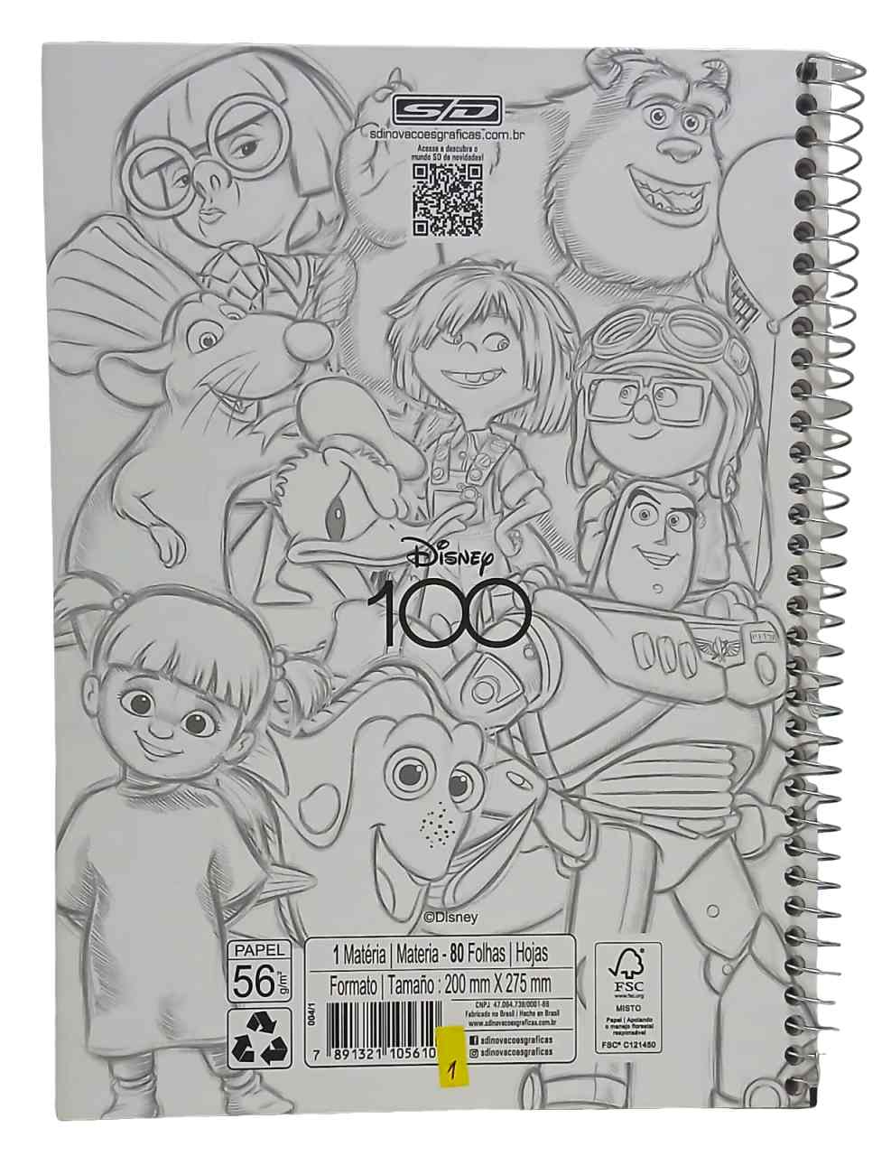 CADERNO 1X1 C.D. DISNEY 